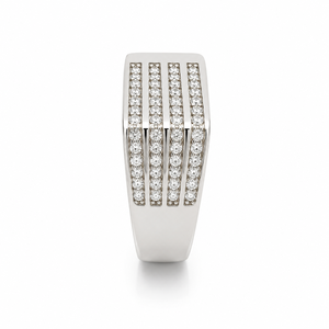 925 Sterling <b>Silver</b> <b>Mens</b> Diamond Multi Row Channel Set <b>Ring</b> Bold Geometric Design High Polish Finish Wedding Party Daily Wear Gi - Product Image 2