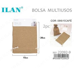 Borsa in tessuto Il Cloth Bag 15x20 cm 2 pezzi colore caffè multiuso - Product Image 1