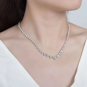 Luxury Moissanite Triangle Link <b>Necklace</b> 925 Silver Rhodium Plated <b>Delicate</b> Statement Chain Jewelry Gift for Women - Product Image 3