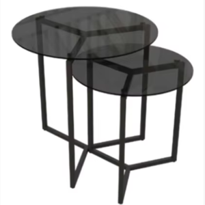 Juego de Mesa de Centro Redonda Moderna de Vidrio Templado con Marco Metálico, Muebles Decorativos para Sala de Estar, Embalaje en Caja Marrón KD, Gran Venta - Product Image 1