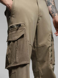 Pantalon cargo tactique pour homme, coupe droite, couleur unie, multi-poches, toile, randonnée en plein air, vêtements de travail, beige, respirant, fermeture à boutons - Product Image 3