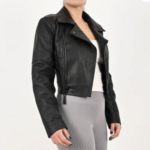 Women's Genuine <b>Sheepskin</b> wholesale Leather <b>Jacket</b> with crop length OEM Wholesale Fashion Popular Leather <b>Jackets</b> for Women - Product Image 4