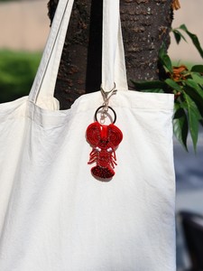 Eco-Friendly Hand Embroidered <b>Cartoon</b> Fruit Keychain Red Beaded Woven Customized Shape Felt Carabiner <b>Ring</b> Charm - Product Image 5
