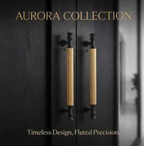 Luxury Antique <b>Gold</b> <b>Cabinet</b> Pull Handle Fluted Bar Midcentury Modern Design Durable Antirust KELLTON Square Furniture Hardware - Product Image 1