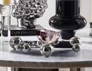 Wholesale Luxury <b>Silver</b> Rectangular <b>Tray</b> Bulk Hotel Serving Platter with Elegant Sphere Ornament Rim and <b>Mirror</b> Finish Polish - Product Image 3