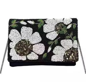 Bolso de mano de lujo con cuentas de cristal para la noche, proveedor mayorista, cartera artesanal con cuentas a juego - Product Image 4