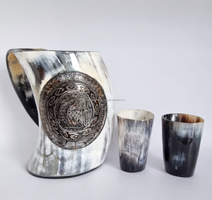 Viking Fenrir Sculpture Jute Toile De Jute 2-Corne Verre À Liqueur Ouvre-Bouteille 300-400ml Capacité Poli Décoration Direct Usine Animal - Product Image 2