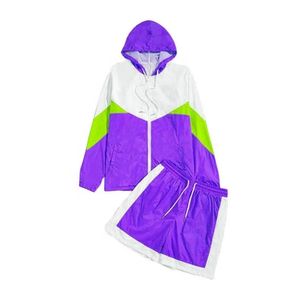 NANJU INTERNATIONAL Unisex Color Blocking Hooded Tracksuit Plus Size Purple Green <b>White</b> Polyester Sporty Zipper Closure Winter - Product Image 1
