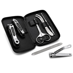 Premium Men's Manicure Kit 7 Piece Stainless Steel Nail Care Set with Portable Zipper <b>Case</b> OEM - Product Image 1
