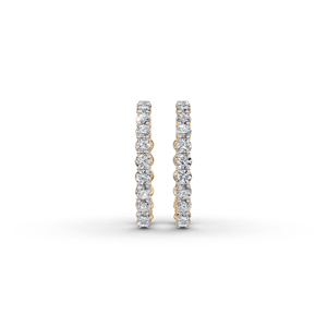 Boucles d'oreilles créoles ovales de luxe serties de diamants ronds de 3,00 carats, design de créateur - Product Image 2