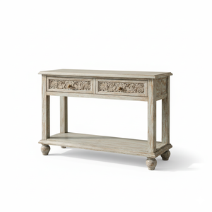 Most Demanded Hand Carved Solid Wood 2 Drawer <b>Console</b> <b>Table</b> with Lower Shelf for Living Room Available for Wholesale Supply - Product Image 2