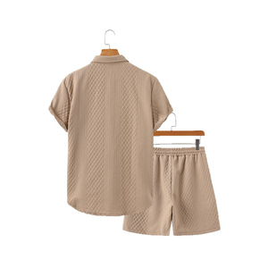 Ensemble chemise et short décontracté pour homme, 100 % coton, séchage rapide, manches courtes, boutonnée, assortie, été – Qualité supérieure pour protéger vos vêtements - Product Image 2