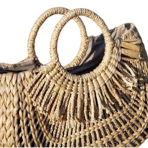 Sac à main en jacinthe d'eau : Sac en paille fait main, style bohème - Product Image 2