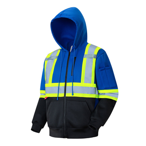 Sweat-shirt de sécurité à capuche réfléchissant bleu pour homme, vêtements de travail en polaire, classe 3, haute visibilité, vêtements décontractés d'automne - Product Image 1