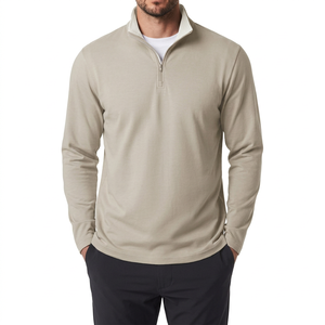Golf Clothing Outdoor Sports Solid Stand Collar Autumn Knitted 1/4 Zip Long Sleeve Fleece Pullovers <b>Sweatshirts</b> for <b>Men</b> - Product Image 2