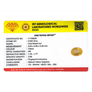 พลอยแซฟไฟร์สีเหลืองทรงรีขนาด 3 กะรัต สำหรับเครื่องประดับชั้นดี - Product Image 4