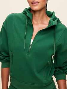 <b>Women's</b> <b>Green</b> Hooded Sweatshirt Full Sleeve <b>Fleece</b> Zipper Front Solid Winter Wear 100% Organic Cotton Custom Printed Wholesale - Product Image 6
