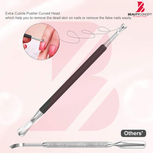 Juego de Empujadores de Cutículas de Acero Inoxidable con Mango Antideslizante Negro, Herramientas Profesionales de Doble Punta para el Cuidado de las Uñas, Venta al Por Mayor - Product Image 4