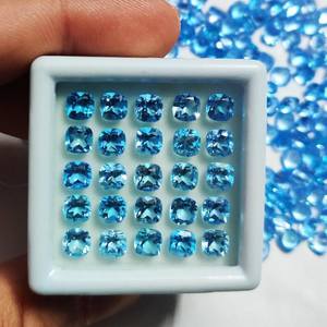 Topacio Azul Suizo Natural, Corte Cojín Facetado, Calibrado, Piedra Preciosa Suelta Certificada, Sin Tratar, Lote Listo para Engastar en Joyería - Product Image 1