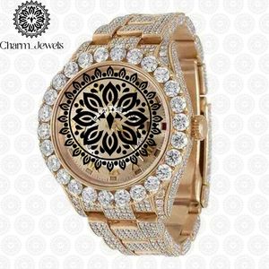 Montre mécanique de luxe Charm Jewels en acier inoxydable pour homme, cadran analogique 40 mm, fermoir caché à bouton-poussoir, verre saphir, étanche 10 bars - Product Image 4