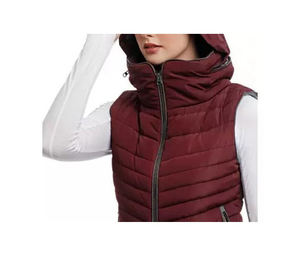Pantalon d'équitation matelassé sans manches pour femme, bordeaux, polyester/nylon, col montant, fermeture éclair sur le devant, poches, personnalisé VI-GILETS-0064 - Product Image 5