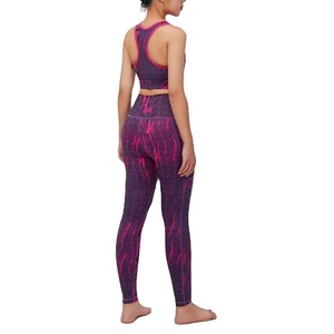 Custom Wholesale Solid <b>Colour</b> Sublimation Printed Womens Yoga <b>Set</b> Tummy Control Leggings And Fitness Bra - Product Image 6
