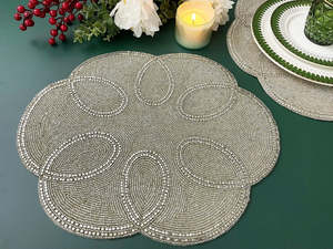 Handmade Beaded Placemat Geometric Pattern Bohemian Style Table <b>Mat</b> Decorative Charger <b>Plate</b> Washable Home Use - Product Image 3