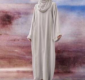 New Eye Catching Abaya Handmade Floor Length Long Sleeve Soft Breathable Fabric Loose Fit Casual Party Wear - Product Image 5