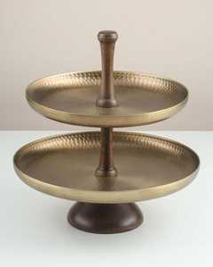 Premium Vintage Elegant Aluminum 2-Tier Handmade <b>Flower</b>-Shaped Cake Stand Dessert <b>Display</b> Rack for Wedding Party Hotel Indoor - Product Image 1