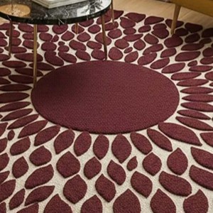 Alfombra Moderna de Diseño Geométrico, Alfombra de Salón con Diseño Floral Color Borgoña, Alfombra de Estilo Mid-Century, Decoración Abstracta Contemporánea para el Hogar - Product Image 3