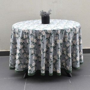 Hot Selling Elegant <b>Round</b> Floral Printed 8 Seater <b>Round</b> 220 cms <b>Tablecloth</b> Cotton <b>Linen</b> Washable Home Use 8 Seater Design - Product Image 4
