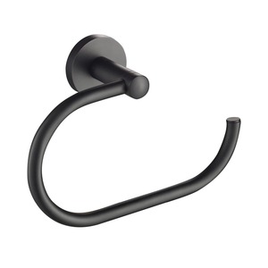 Minimalist <b>Wall</b> Mounted Metal Towel Ring Circular Rust Resistant Bathroom Storage Holder Single Tier Black Finish - Product Image 5