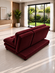 Sofá Cama Moderno Smile 3 en 1 Color Granate, Sofá Cama Convertible Tapizado con Mechones, Mueble de Salón para Sala de Estar, Dormitorio, Hotel, Villa - Product Image 4