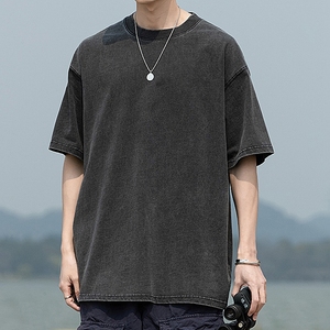 Camiseta Casual de 280GSM para Hombre, Estilo Lavado, Corte Holgado, Manga Corta, Transpirable, 100% Algodón, Personalizable - Product Image 1