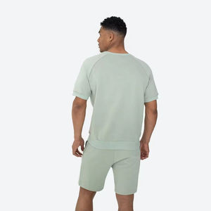 Oversized T-Shirt Breathable Spandex/Cotton <b>Knitted</b> Seamless Fusing Logo Front Cargo Shorts <b>Set</b> - Product Image 3