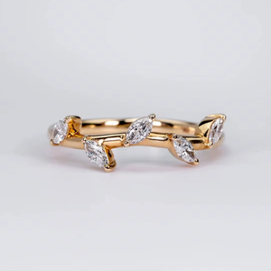 Marquise Cut Lab Grown Diamond Ring 14K 18K <b>Yellow</b> Gold Open Band Minimalist Women Fashion Ring Custom Fine Jewelry Wholesale - Product Image 1