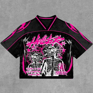 Short Sleeve Front <b>Logo</b> Sublimation Transfer Print Polyester/Cotton Jersey 320g Men's Sporty V-Neck Breathable Quick Dry - Product Image 6