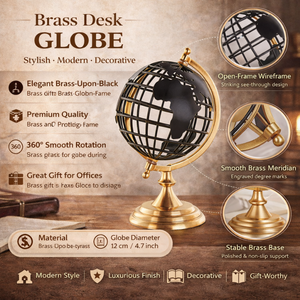 Globo Terráqueo de Escritorio de Latón Premium |   Globo Terráqueo Decorativo Educativo para Escritorio de Oficina, Mesa de Estudio y Decoración del Hogar - Product Image 5