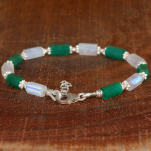 Pencil Hexagon <b>Bracelet</b> Emerald Moon Natural Stone <b>Beaded</b> <b>Bracelet</b> Dainty Minimalist Women Fashion Jewelry - Product Image 2