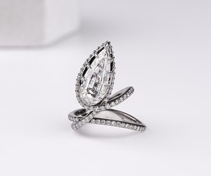 Unique <b>Snake</b> Serpent Engagement <b>Ring</b> Lab Grown Diamond <b>Snake</b> <b>Ring</b> Step Cut Pear Teardrop <b>Ring</b> 14K Black Gold <b>Ring</b> Pinky Finger - Product Image 1