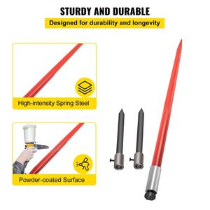 Hay spear 49 ", แบบติดเร็วแบบสี่เหลี่ยม3000ปอนด์ความจุ1 3/4" ตัวยกแบบกว้างเคลือบสีแดง2ตัวช่วยให้มั่นคง1ตัว - Product Image 3