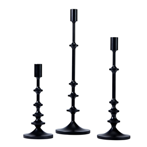Support à bougies en aluminium le plus vendu pour la décoration intérieure, porte-bougie décoratif finition noire, moulé à la main, personnalisé S/3 - Product Image 1