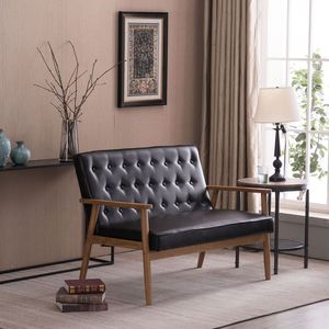 เก้าอี้นั่งแบบสองคนสไตล์เรโทรสีดำอ่อนขนาด126x70x84ซม. - Product Image 5