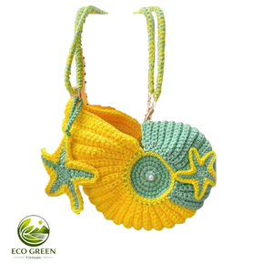 Bolso de Ganchillo con Diseño de Conchas Marinas para el Verano, Bolso de Playa Hecho a Mano, Bolso de Hombro Tejido Costero, Ecológico, para Mujer, con Logotipo Personalizado, Venta al Por Mayor - Product Image 4