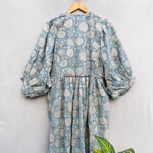 Beautiful floral Cotton Block Printed dress Dress For Casual wear Hand Block Printed Dress - Product Image 4