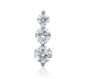 14K Gold Three Stone Diamond (Natural) <b>Graduated</b> Drop Earrings For Festive Celebrations and Traditional Outfit Pairing - Product Image 3