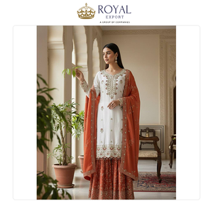 Colección de Diseñador de Alta Gama para Fiestas, Traje Sharara de Seda Chinnon con Bordado de Lentejuelas, Gran Demanda - Product Image 4