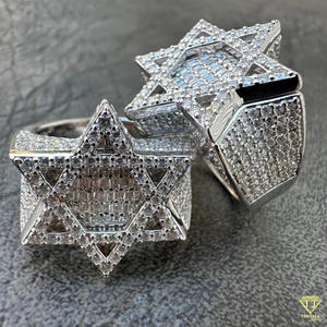 Moissanite Diamond Six Point Star Statement <b>Ring</b> for Men White <b>Gold</b> Luxury Hip Hop Geometric Designer <b>Cocktail</b> <b>Ring</b> - Product Image 6