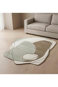 Hand-Spun Wool Yarn Woolen Carpet Rug | Artisan Hand-Knotted Cotton Backing <b>Thick</b> Pile Modern Design for Eco Room Flooring - Product Image 4