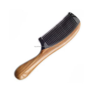 Peine de pelo de cuerno de buey Natural con mango de madera, peine de cuerno de búfalo de alta venta para peine de pelo elegante de la India - Product Image 1